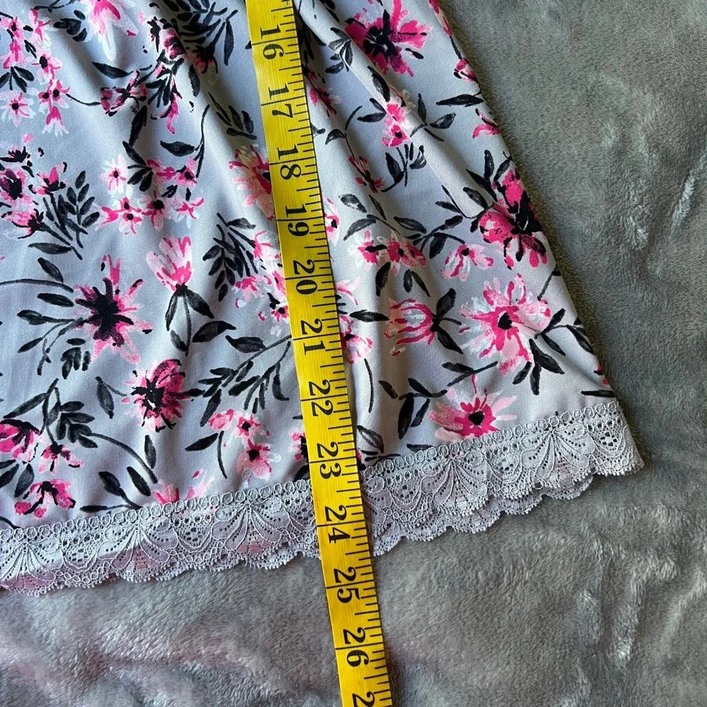 Marilyn Monroe Floral Lace Chemise Nightgown Grey Pink XL MM1598 - Picture 6 of 7